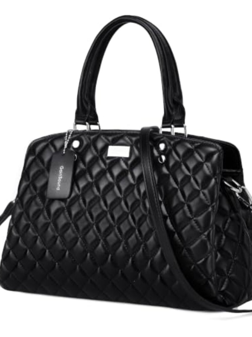 Quilted Satchel Crossbody Shoulder Bag PU Leather Top Handle
